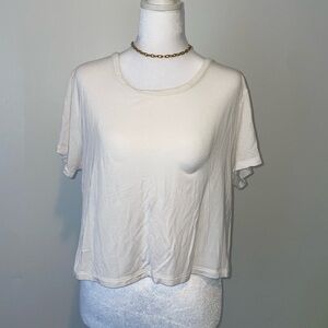 American Eagle Soft and Sexy White Cropped Relaxed Fit Open Back Tee M
